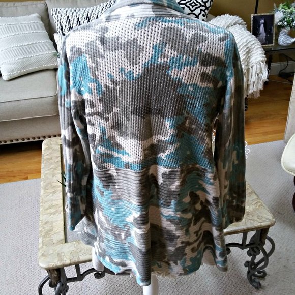 SPANNER Open CAMO Turquoise & Grey Cardigan - Picture 4 of 6